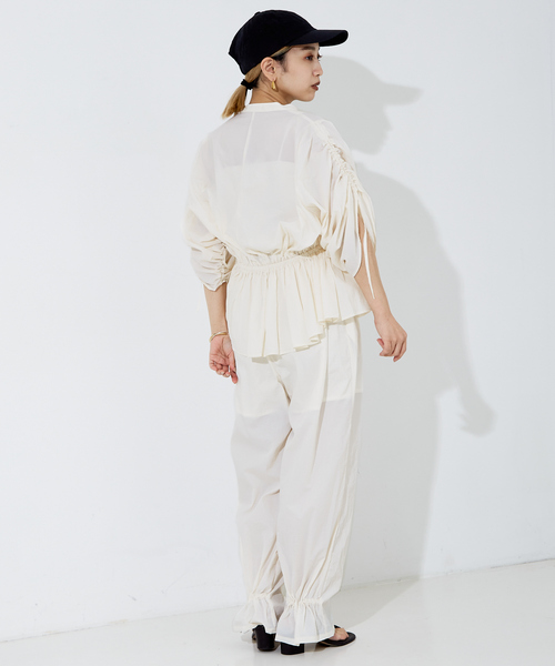 NOMINE（ノミネ）の「【セットアップ着用可】ワッシャースキッパーギャザーシャツ（シャツ/ブラウス・レディース・ブラック/カーキ/ホワイト・フリー）」の8枚目の写真