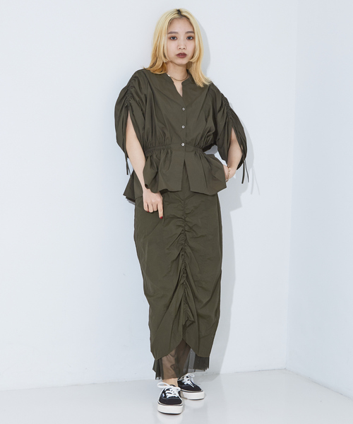 NOMINE（ノミネ）の「【セットアップ着用可】ワッシャースキッパーギャザーシャツ（シャツ/ブラウス・レディース・ブラック/カーキ/ホワイト・フリー）」の22枚目の写真