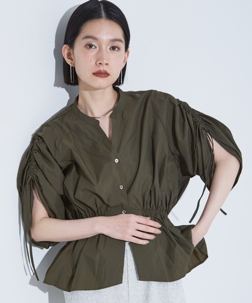 NOMINE（ノミネ）の「【セットアップ着用可】ワッシャースキッパーギャザーシャツ（シャツ/ブラウス・レディース・ブラック/カーキ/ホワイト・フリー）」の3枚目の写真