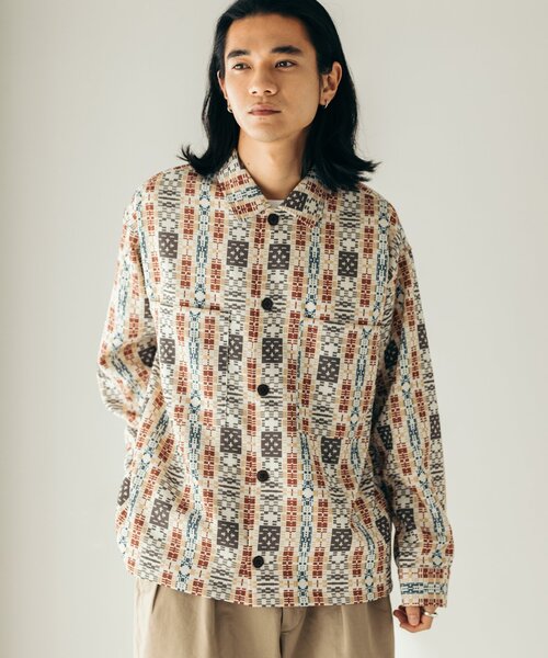 JOURNAL STANDARD（ジャーナルスタンダード）の「ネイティブパターン CPO シャツジャケット（その他アウター・メンズ・ブラック系その他/アイボリー/ネイビー/レンガ・MEDIUM/LARGE）」の2枚目の写真