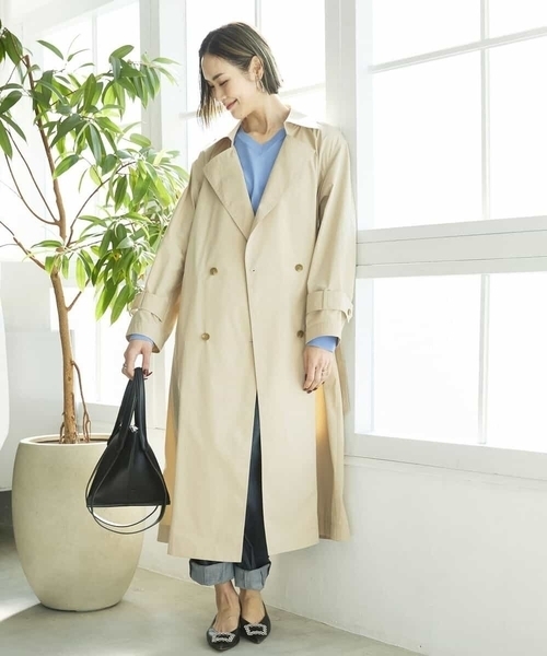 MICHEL KLEIN(ミッシェル・クラン)の「ストレッチソフトロングトレンチコート(トレンチコート・レディース・ネイビー/ライトベージュ・40/38)」の13枚目の写真
