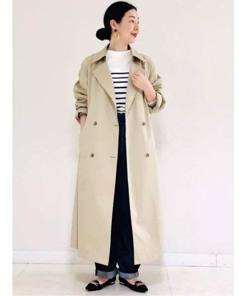 MICHEL KLEIN(ミッシェル・クラン)の「ストレッチソフトロングトレンチコート(トレンチコート・レディース・ネイビー/ライトベージュ・40/38)」の6枚目の写真