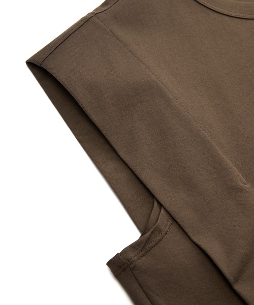 セール】Sophisticated Block-structure Sleeveless T-shirt