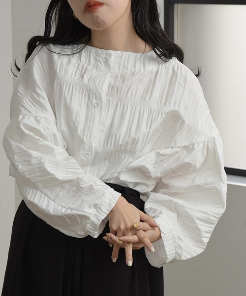 lawgy(ラウジー)の「wrinkle 2way blouse / リンクル2wayブラウス(シャツ/ブラウス・レディース・ホワイト/ブラック・FREE)」の3枚目の写真