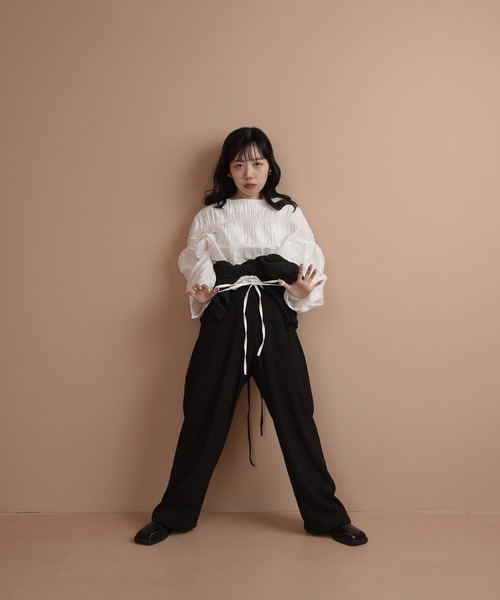 lawgy(ラウジー)の「wrinkle 2way blouse / リンクル2wayブラウス(シャツ/ブラウス・レディース・ホワイト/ブラック・FREE)」の12枚目の写真