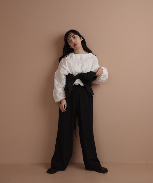 lawgy(ラウジー)の「wrinkle 2way blouse / リンクル2wayブラウス(シャツ/ブラウス・レディース・ホワイト/ブラック・FREE)」の11枚目の写真