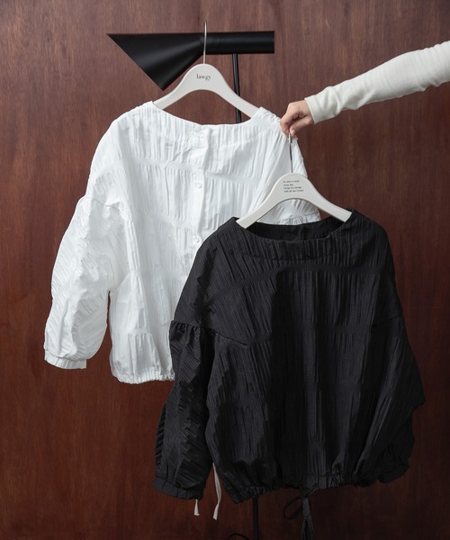 lawgy(ラウジー)の「wrinkle 2way blouse / リンクル2wayブラウス(シャツ/ブラウス・レディース・ホワイト/ブラック・FREE)」の9枚目の写真