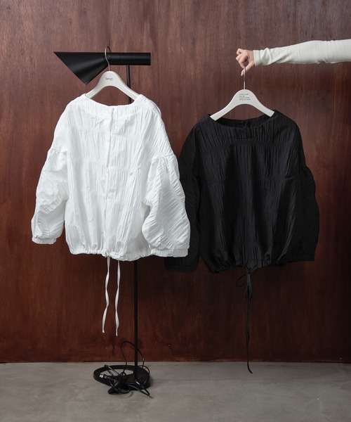 lawgy(ラウジー)の「wrinkle 2way blouse / リンクル2wayブラウス(シャツ/ブラウス・レディース・ホワイト/ブラック・FREE)」の10枚目の写真