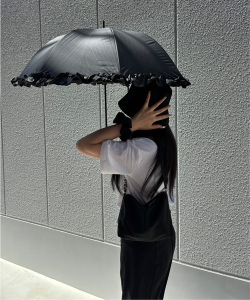 セール】【一級遮光・晴雨兼用】別注 UVフリルドーム日傘（長傘
