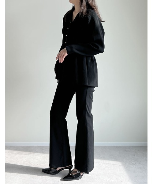 Re:EDIT（リエディ）の「[2026S/S COLLECTION][新色追加]スポンジニットペプラムカーディガン（カーディガン/ボレロ・レディース・ブラック/グレー/ホワイト/ブラウン/レッド・MEDIUM/LARGE）」の8枚目の写真