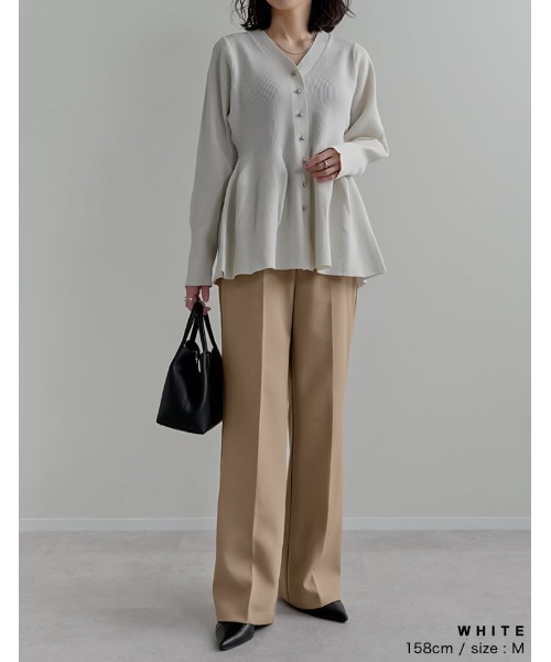 Re:EDIT（リエディ）の「[2026S/S COLLECTION][新色追加]スポンジニットペプラムカーディガン（カーディガン/ボレロ・レディース・ブラック/グレー/ホワイト/ブラウン/レッド・MEDIUM/LARGE）」の17枚目の写真