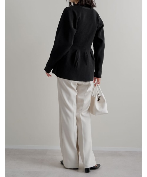 Re:EDIT（リエディ）の「[2026S/S COLLECTION][新色追加]スポンジニットペプラムカーディガン（カーディガン/ボレロ・レディース・ブラック/グレー/ホワイト/ブラウン/レッド・MEDIUM/LARGE）」の18枚目の写真