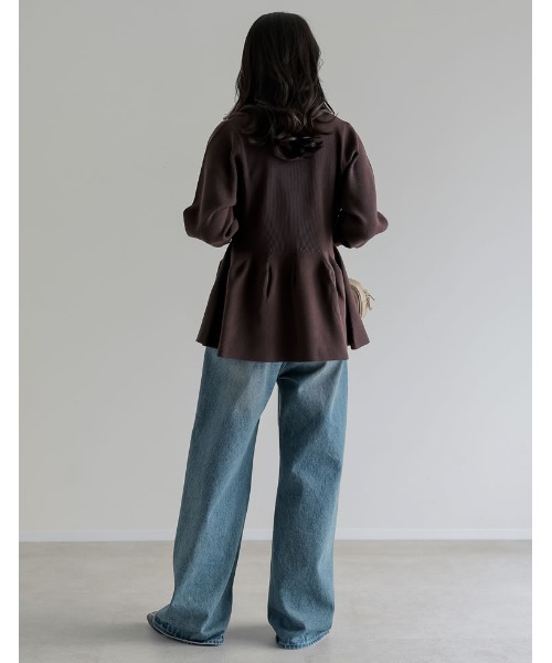 Re:EDIT（リエディ）の「[2026S/S COLLECTION][新色追加]スポンジニットペプラムカーディガン（カーディガン/ボレロ・レディース・ブラック/グレー/ホワイト/ブラウン/レッド・MEDIUM/LARGE）」の21枚目の写真