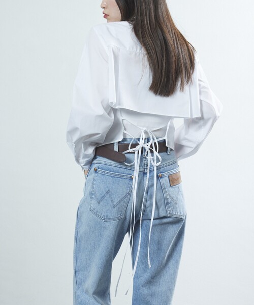 Firsthand（ファーストハンド）の「Firsthand/ファーストハンド バックオープンリボンシャツ / クロップ丈シャツ（シャツ/ブラウス・レディース・その他13/キャメル/ホワイト・ﾌﾘ-）」の13枚目の写真