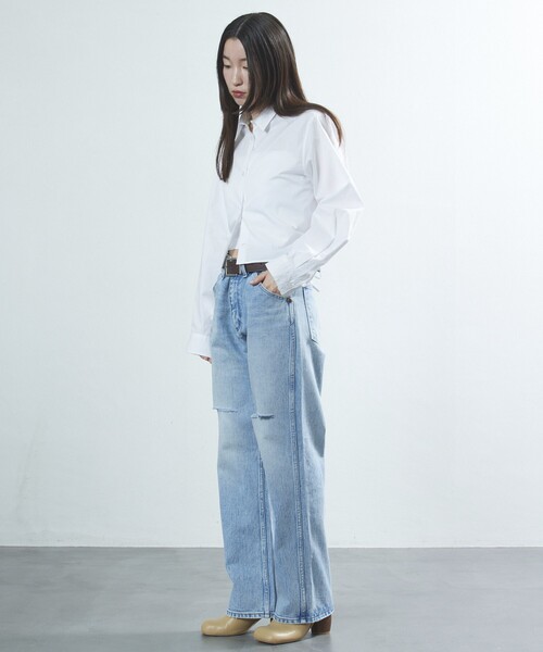 Firsthand（ファーストハンド）の「Firsthand/ファーストハンド バックオープンリボンシャツ / クロップ丈シャツ（シャツ/ブラウス・レディース・その他13/キャメル/ホワイト・ﾌﾘ-）」の17枚目の写真