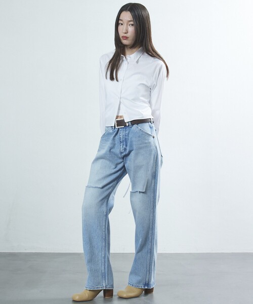 Firsthand（ファーストハンド）の「Firsthand/ファーストハンド バックオープンリボンシャツ / クロップ丈シャツ（シャツ/ブラウス・レディース・その他13/キャメル/ホワイト・ﾌﾘ-）」の18枚目の写真