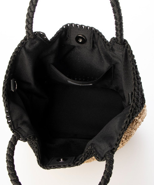 cache cache（カシュ カシュ）の「カシュカシュ cachecache / 切り替え編みクロッシェ2wayミニトート（かごバッグ・レディース・ブルー/ブラック/グリーン/オレンジ/ベージュ・FREE）」の16枚目の写真