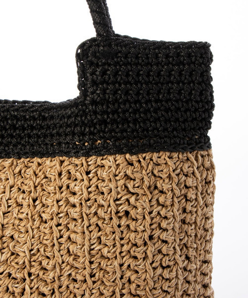 cache cache（カシュ カシュ）の「カシュカシュ cachecache / 切り替え編みクロッシェ2wayミニトート（かごバッグ・レディース・ブルー/ブラック/グリーン/オレンジ/ベージュ・FREE）」の17枚目の写真