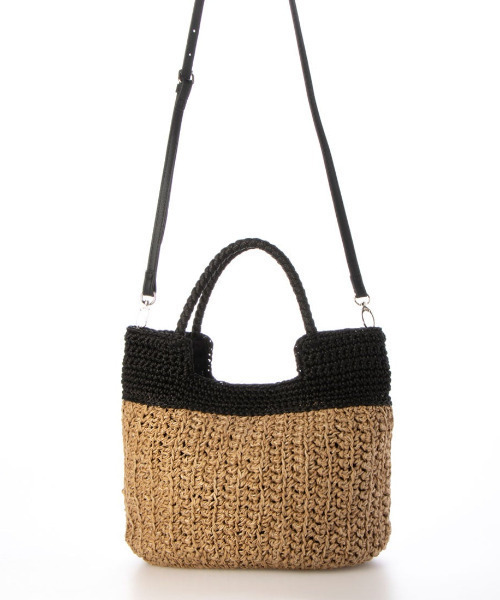 cache cache（カシュ カシュ）の「カシュカシュ cachecache / 切り替え編みクロッシェ2wayミニトート（かごバッグ・レディース・ブルー/ブラック/グリーン/オレンジ/ベージュ・FREE）」の18枚目の写真