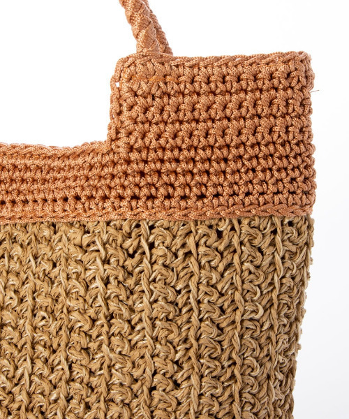 cache cache（カシュ カシュ）の「カシュカシュ cachecache / 切り替え編みクロッシェ2wayミニトート（かごバッグ・レディース・ブルー/ブラック/グリーン/オレンジ/ベージュ・FREE）」の7枚目の写真