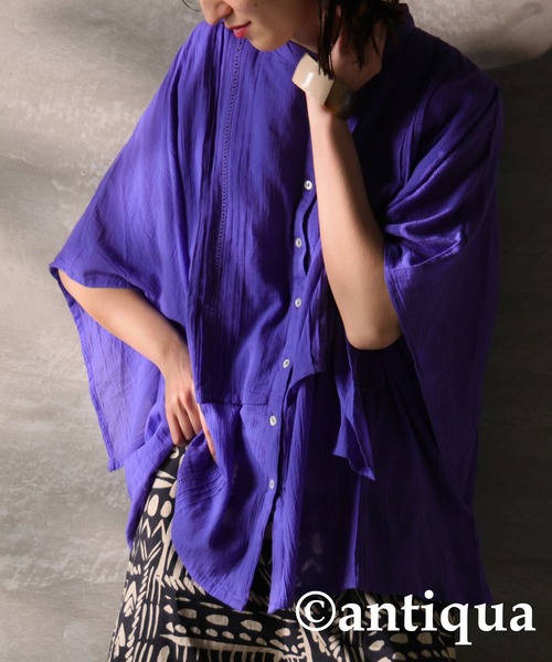 antiqua(アンティカ)の「シアーシャツ(シャツ/ブラウス・レディース・グリーン/ラベンダー/ブラック・P/R)」の19枚目の写真