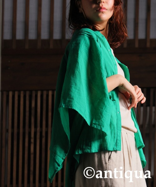 antiqua(アンティカ)の「シアーシャツ(シャツ/ブラウス・レディース・グリーン/ラベンダー/ブラック・P/R)」の12枚目の写真