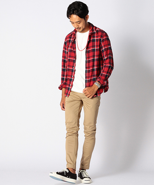 BEAMS(ビームス)の「◆BEAMS / ヘリンボーン ワッシャー ミニ襟 チェック シャツ(シャツ/ブラウス・メンズ・ブルー/レッド/ブラック・LARGE/SMALL/MEDIUM/X-LARGE)」の12枚目の写真