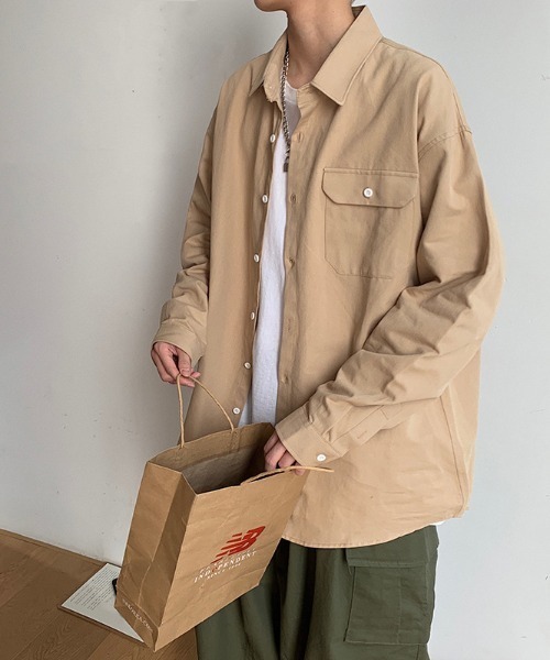 B'day(ビーデイ)の「【 B'day / ビーデー 】メンズ カジュアル長袖シャツ(シャツ/ブラウス・メンズ・ブラック/グレー/ホワイト/グリーン/ピンク/ベージュ/イエロー/オレンジ・X-LARGE/XX-LARGE/XXX-LARGE)」の4枚目の写真