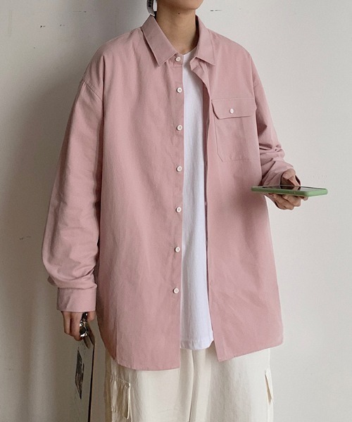 B'day(ビーデイ)の「【 B'day / ビーデー 】メンズ カジュアル長袖シャツ(シャツ/ブラウス・メンズ・ブラック/グレー/ホワイト/グリーン/ピンク/ベージュ/イエロー/オレンジ・X-LARGE/XX-LARGE/XXX-LARGE)」の7枚目の写真