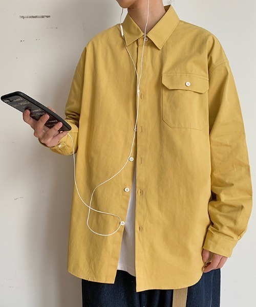 B'day(ビーデイ)の「【 B'day / ビーデー 】メンズ カジュアル長袖シャツ(シャツ/ブラウス・メンズ・ブラック/グレー/ホワイト/グリーン/ピンク/ベージュ/イエロー/オレンジ・X-LARGE/XX-LARGE/XXX-LARGE)」の6枚目の写真