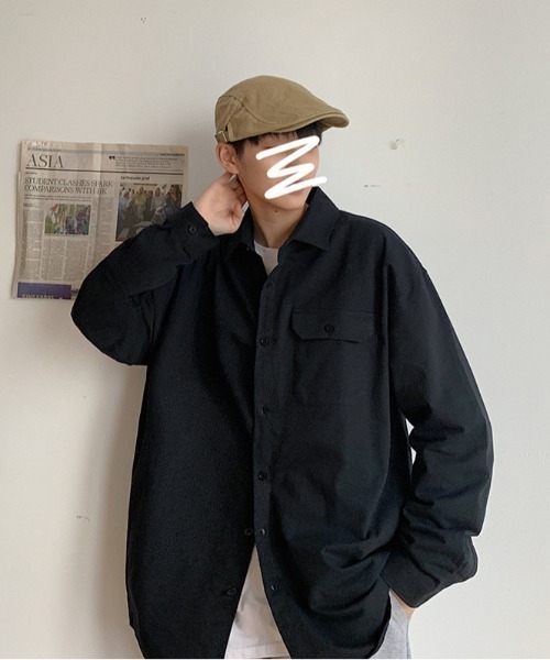 B'day(ビーデイ)の「【 B'day / ビーデー 】メンズ カジュアル長袖シャツ(シャツ/ブラウス・メンズ・ブラック/グレー/ホワイト/グリーン/ピンク/ベージュ/イエロー/オレンジ・X-LARGE/XX-LARGE/XXX-LARGE)」の2枚目の写真