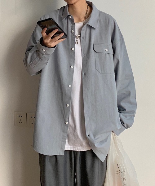 B'day(ビーデイ)の「【 B'day / ビーデー 】メンズ カジュアル長袖シャツ(シャツ/ブラウス・メンズ・ブラック/グレー/ホワイト/グリーン/ピンク/ベージュ/イエロー/オレンジ・X-LARGE/XX-LARGE/XXX-LARGE)」の10枚目の写真