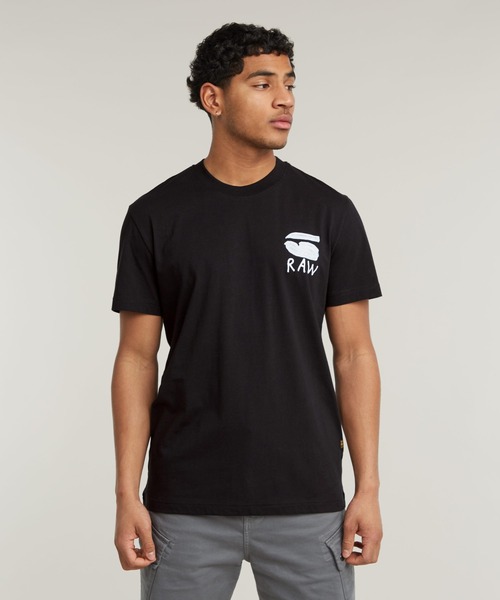 G-STAR(ジースター)の「BURGER BACK PRINT T-SHIRT/バックプリントロゴT(Tシャツ/カットソー・メンズ・ホワイト/ダークブラック・LARGE/MEDIUM/SMALL/X-LARGE/X-SMALL)」の5枚目の写真