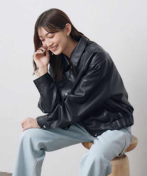 RETRO GIRL（レトロガール）の「ステッチFレザーJK（その他アウター・レディース・ナチュラル/ブラック・FREE）」の4枚目の写真