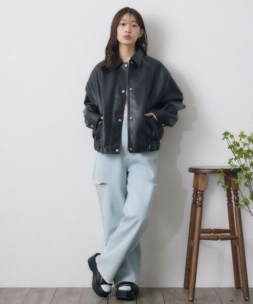 RETRO GIRL（レトロガール）の「ステッチFレザーJK（その他アウター・レディース・ナチュラル/ブラック・FREE）」の21枚目の写真