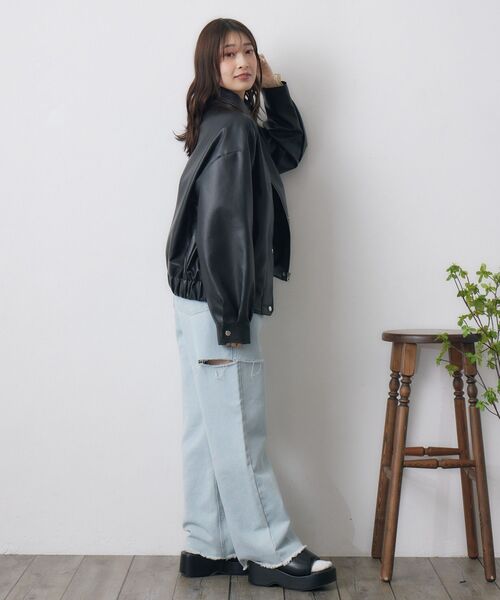 RETRO GIRL（レトロガール）の「ステッチFレザーJK（その他アウター・レディース・ナチュラル/ブラック・FREE）」の22枚目の写真