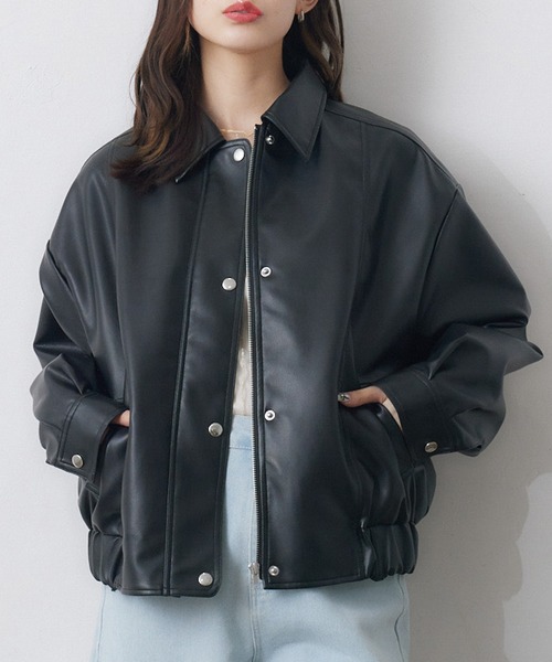 RETRO GIRL（レトロガール）の「ステッチFレザーJK（その他アウター・レディース・ナチュラル/ブラック・FREE）」の2枚目の写真