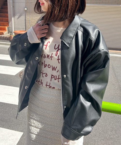 RETRO GIRL（レトロガール）の「ステッチFレザーJK（その他アウター・レディース・ナチュラル/ブラック・FREE）」の3枚目の写真