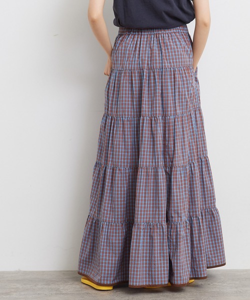 CHILD WOMAN(チャイルドウーマン)の「100/2ミニタータンチェックティアードスカート(スカート・レディース・サックスブルー/ネイビー・FREE)」の4枚目の写真