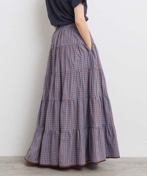 CHILD WOMAN(チャイルドウーマン)の「100/2ミニタータンチェックティアードスカート(スカート・レディース・サックスブルー/ネイビー・FREE)」の5枚目の写真