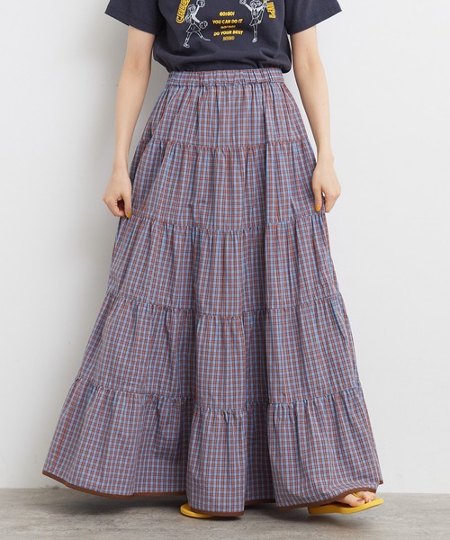 CHILD WOMAN(チャイルドウーマン)の「100/2ミニタータンチェックティアードスカート(スカート・レディース・サックスブルー/ネイビー・FREE)」の3枚目の写真