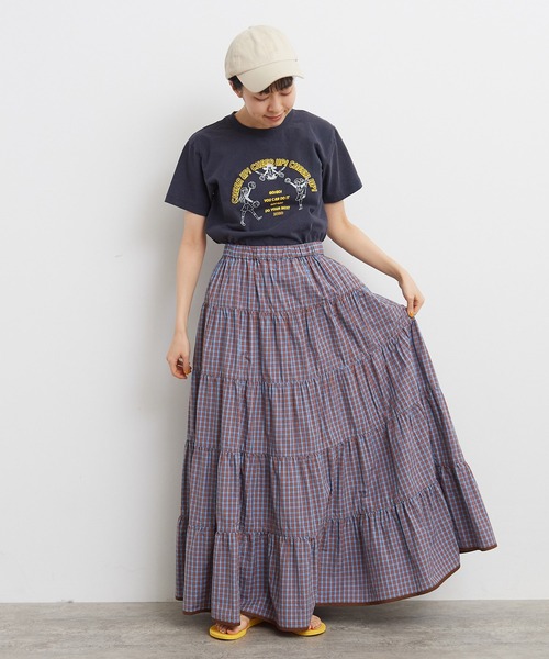 CHILD WOMAN(チャイルドウーマン)の「100/2ミニタータンチェックティアードスカート(スカート・レディース・サックスブルー/ネイビー・FREE)」の6枚目の写真