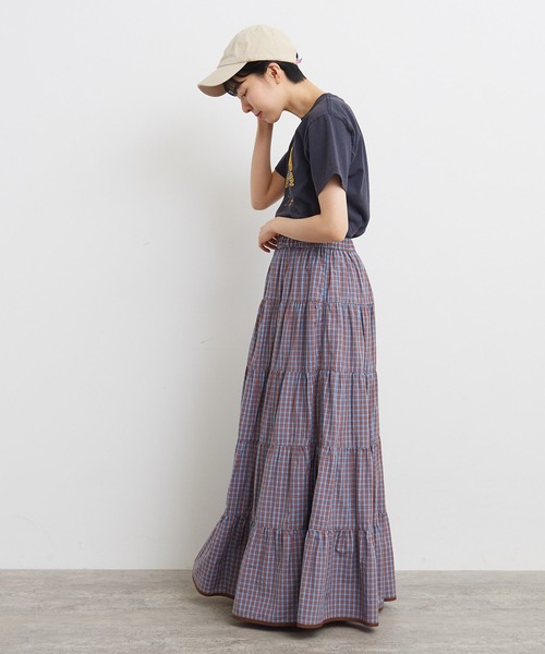 CHILD WOMAN(チャイルドウーマン)の「100/2ミニタータンチェックティアードスカート(スカート・レディース・サックスブルー/ネイビー・FREE)」の7枚目の写真