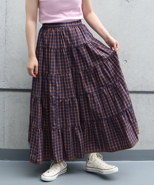 CHILD WOMAN(チャイルドウーマン)の「100/2ミニタータンチェックティアードスカート(スカート・レディース・サックスブルー/ネイビー・FREE)」の20枚目の写真