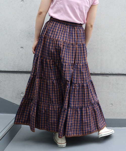 CHILD WOMAN(チャイルドウーマン)の「100/2ミニタータンチェックティアードスカート(スカート・レディース・サックスブルー/ネイビー・FREE)」の21枚目の写真