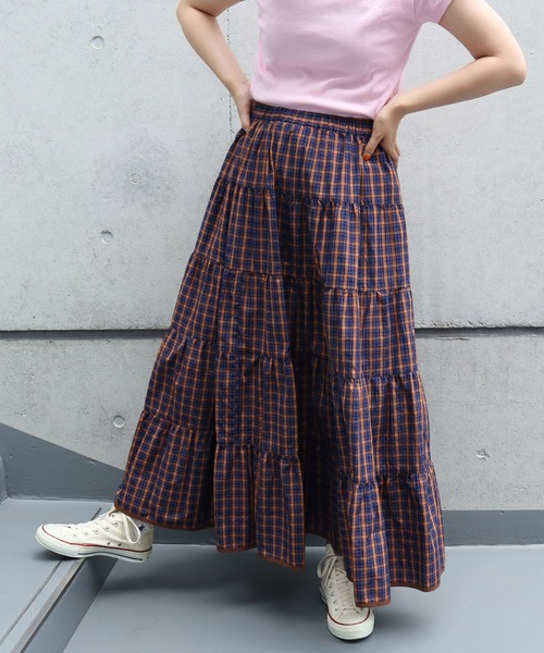 CHILD WOMAN(チャイルドウーマン)の「100/2ミニタータンチェックティアードスカート(スカート・レディース・サックスブルー/ネイビー・FREE)」の22枚目の写真
