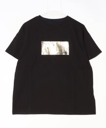 綿天竺オーバーサイズ箔プリントTシャツ