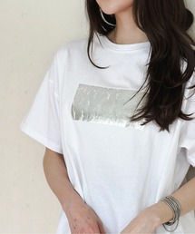 Per sist ence | 綿天竺オーバーサイズ箔プリントＴシャツ(Tシャツ/カットソー)