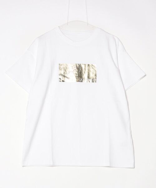 セール】綿天竺オーバーサイズ箔プリントTシャツ（Tシャツ