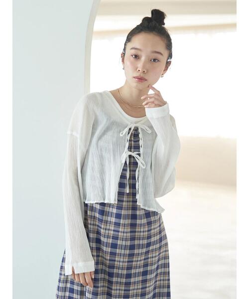 earth music&ecology（アースミュージックアンドエコロジー）の「SET2点クレープリボンブラウス+インナー（シャツ/ブラウス・レディース・イエロー/ホワイト/ブラック・FREE）」の16枚目の写真